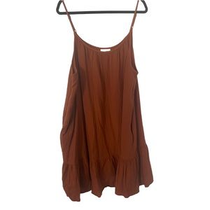 🔥3 FOR $15🔥🍁Red Brown Sleeveless Dress w/ Ruffle Hem—Perfect For Layering!🍁